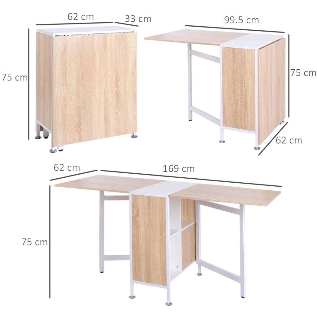 EasyComfort Tavolo Multiuso Design Pieghevole con 4 Scompartimenti 169 × 60 × 75cm