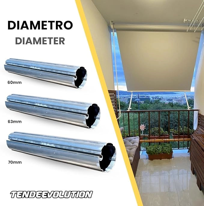 Rullo Avvolgitore Ferro Zincato Ø60 | Tenda da Sole | Lunghezza 4m | Universale & Resistente
