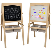 Lavagna Bambini con Cavalletto 3 in 1 e Cestini ¨C zephmum ¨C 58x50.5x109cm Legno