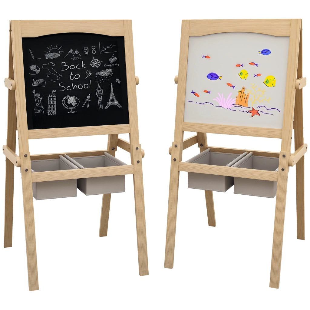 Lavagna Bambini con Cavalletto 3 in 1 e Cestini ¨C zephmum ¨C 58x50.5x109cm Legno