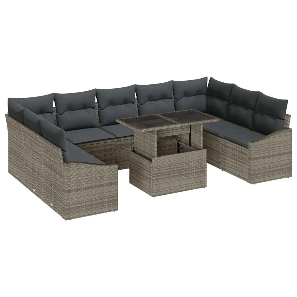 Set di divani con cuscino 10 pcs Grigio polyrattan 3349065