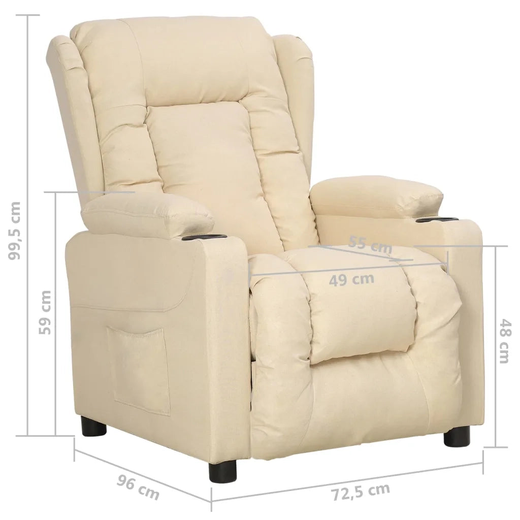 Poltrona | Sedia Relax Reclinabile in Tessuto Crema