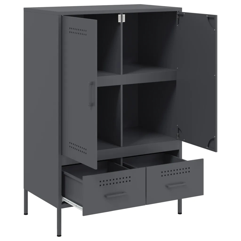 Credenza | Madia | Buffet da pranzo | Armadio da pranzo Antracite 68x39x101,5 cm Acciaio