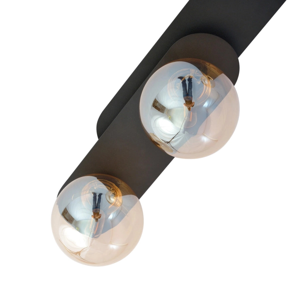 Plafoniera Emibig PLAZA 3 luci E14 metallo 70cm nero/miele