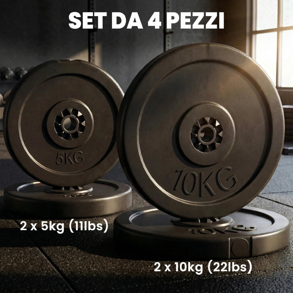 Set Dischi Piani per Bilanciere ¨C Minimal ¨C 4 Pezzi, Nero