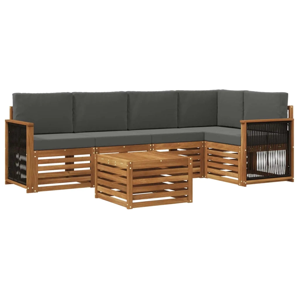 Set divano sezionale con cuscino 5 pcs Naturale e Antracite 3384383