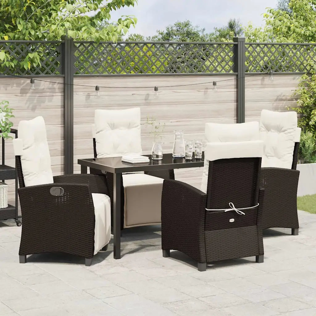Set da Pranzo per Giardino con cuscino 5 pcs Marrone polyrattan 3380430