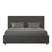BS COM Letto matrimoniale francese contenitore imbottito 140x200 microfibra grigio