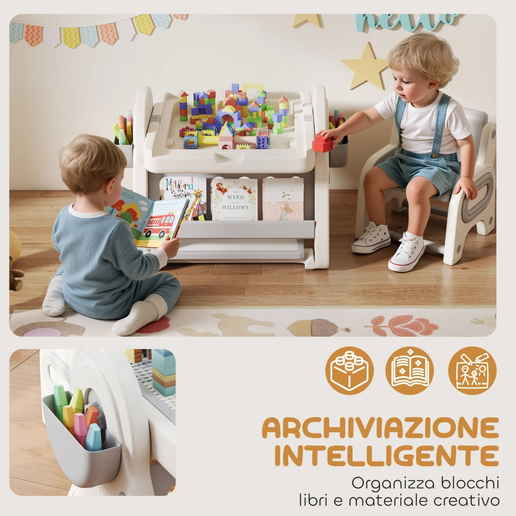 Tavolo per Bambini con Cassetti ¨C Minimal ¨C Grigio e Bianco