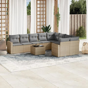 Set Divano da Giardino 10 pz con Cuscini Beige in Polyrattan 3219439