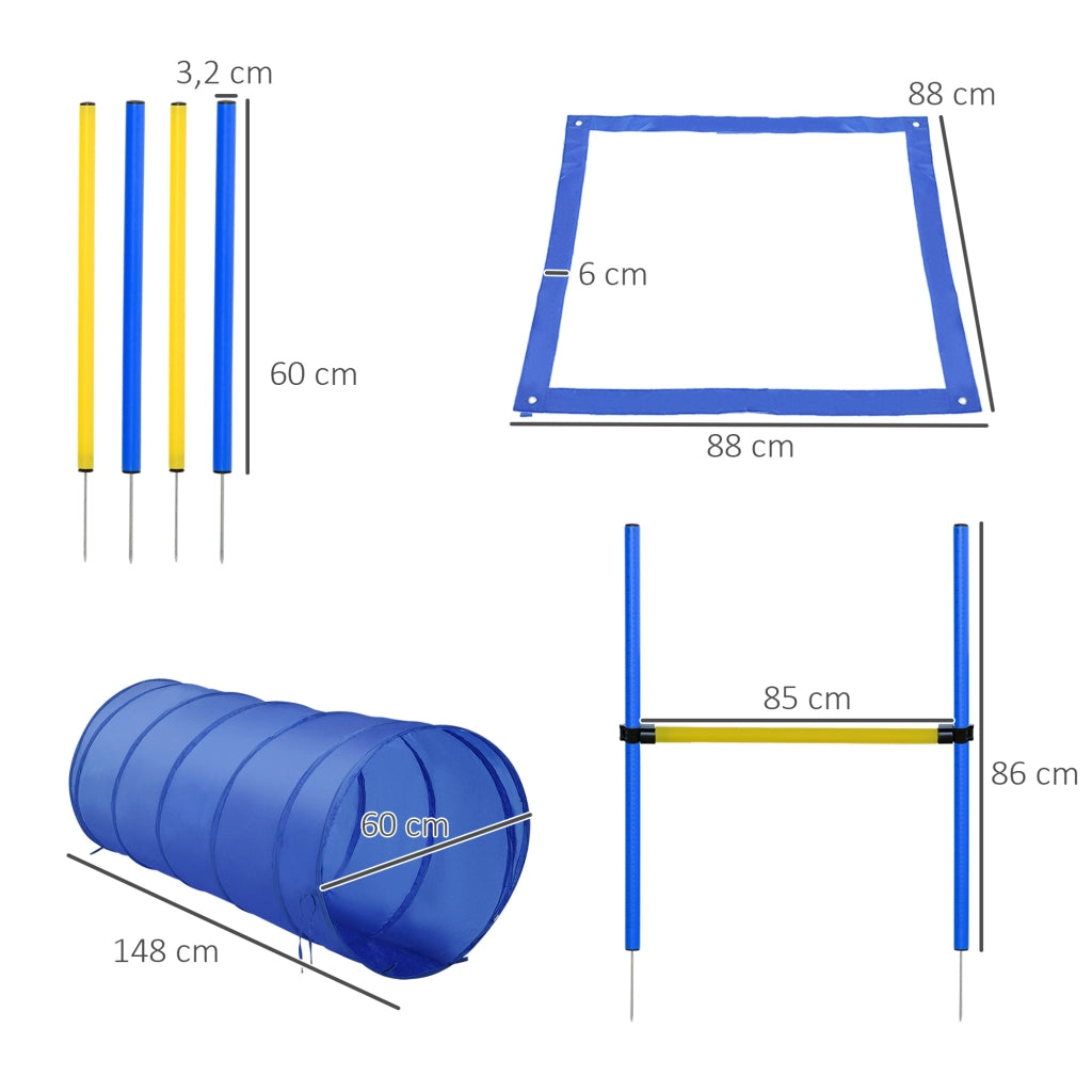 Set Agility per Cani con Tunnel e Stacchetti ¨C Minimal ¨C Blu