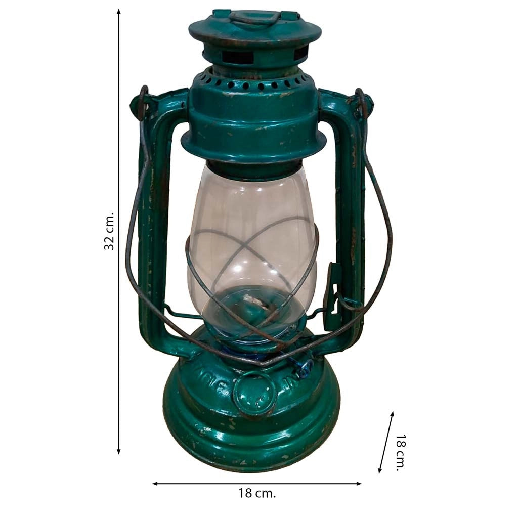 Lanterna artigianale in metallo blu 18x18x32