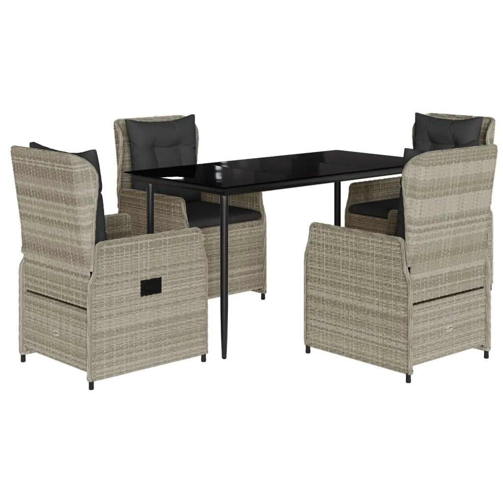 Set Pranzo da Giardino 5pz con Cuscini Grigio Chiaro Polyrattan 3262898