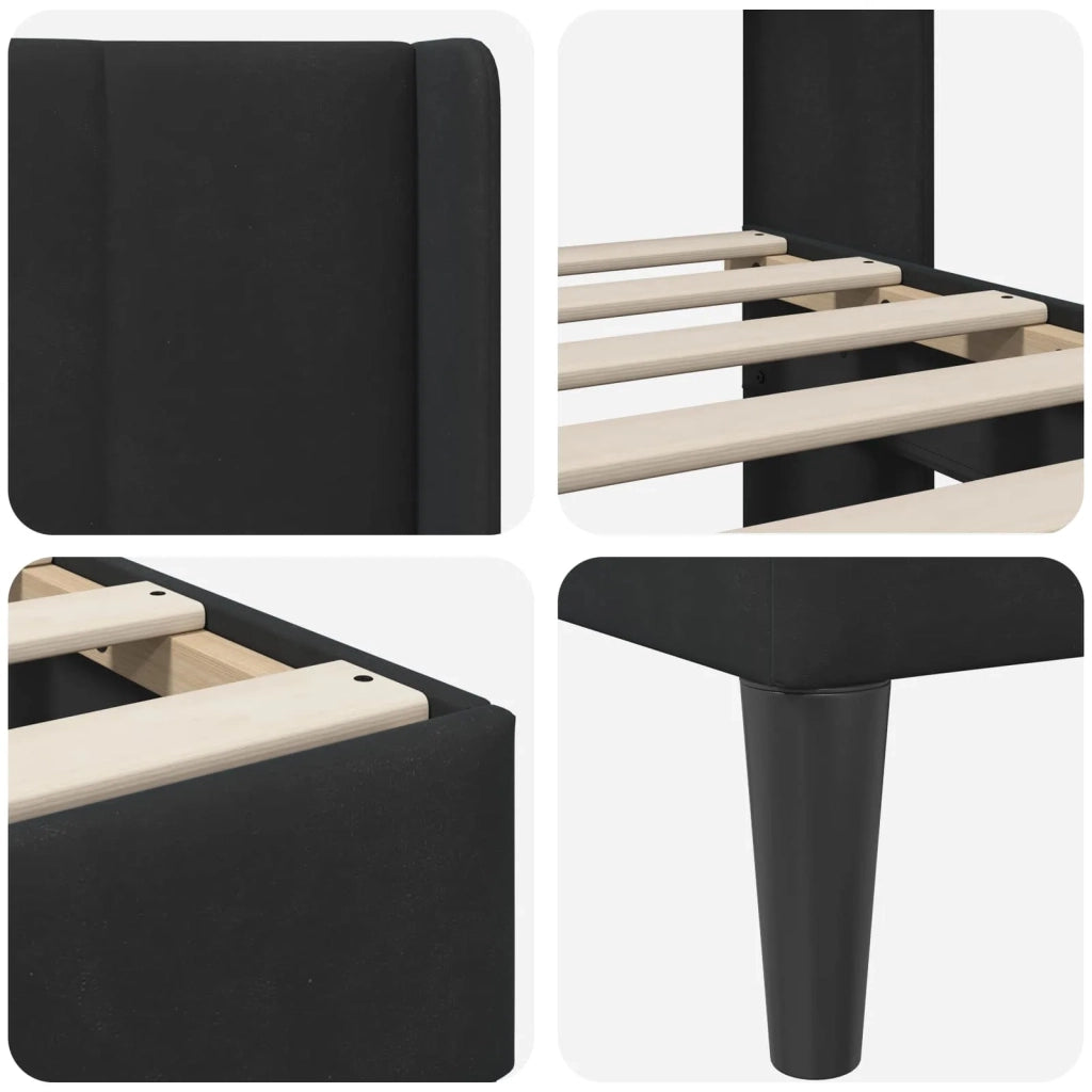 Struttura del letto con testiera-Giroletto Nero 100 x 200 cm Velluto 593334