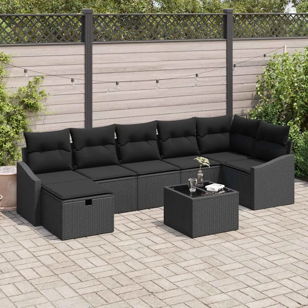 Set di divani con cuscino con archiviazione 8 pcs polyrattan