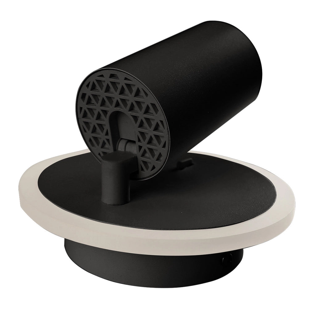 Applique rotonda moderna nera spot orientabile GU10+LED CCT Parma