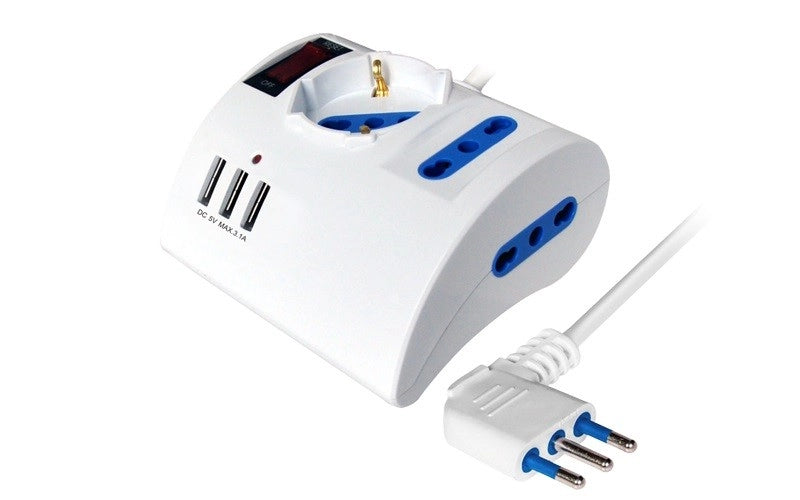 Multipresa Scarpetta 3 Prese USB + 2 Prese 10/16A + Schuko 10/16A