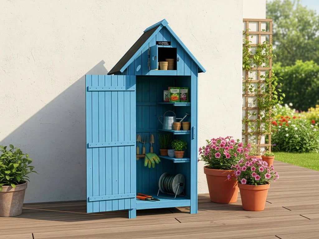 Mobile da giardino "Cabanon" - 77 x 54,5 x 179 cm - Blu cielo