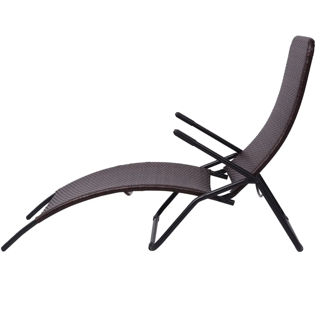 Lettino Prendisole Pieghevole in Polyrattan Marrone 42945