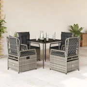 Set da Pranzo da Giardino 5 pz con Cuscini in Polyrattan Grigio 3262986