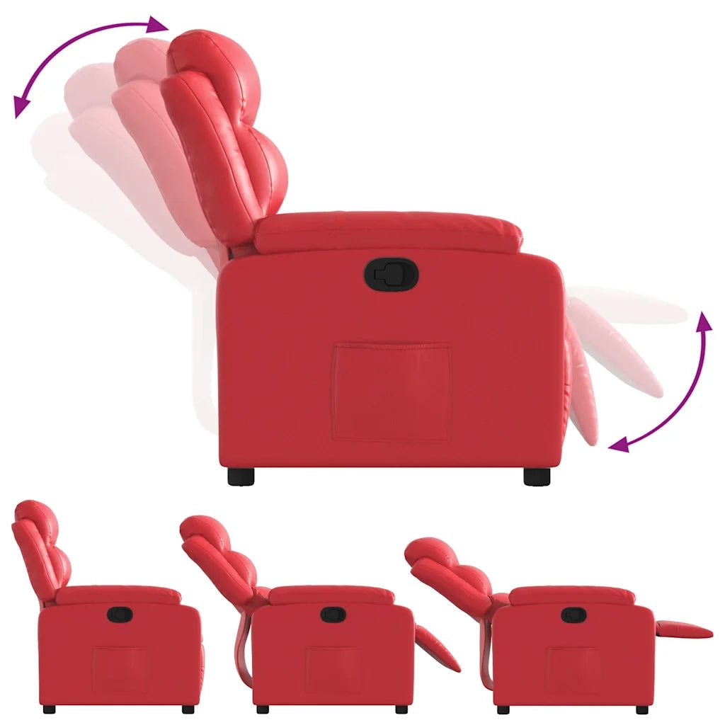 Poltrona Reclinabile Rossa in Similpelle 373491