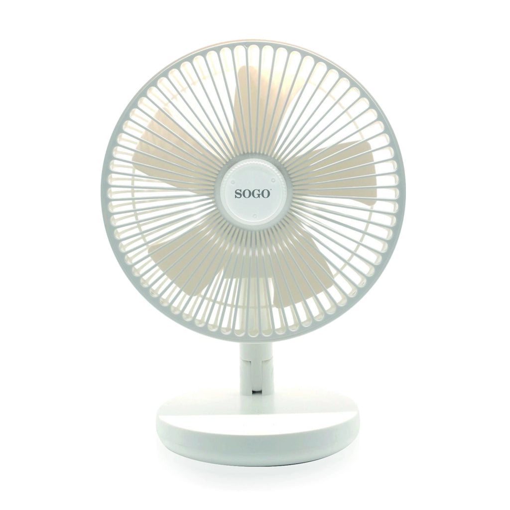 Ventilatore da tavolo ricaricabile 30cm, batteria litio 2000mAh, 5 pale 3 velocità, oscillazione 4h autonomia - SOGO