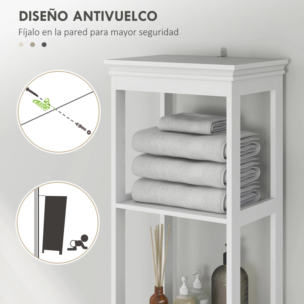 Mobile Bagno con Cassetto e Ripiano Aggiustabile ¨C Minimal ¨C 30x40x165 cm Bianco