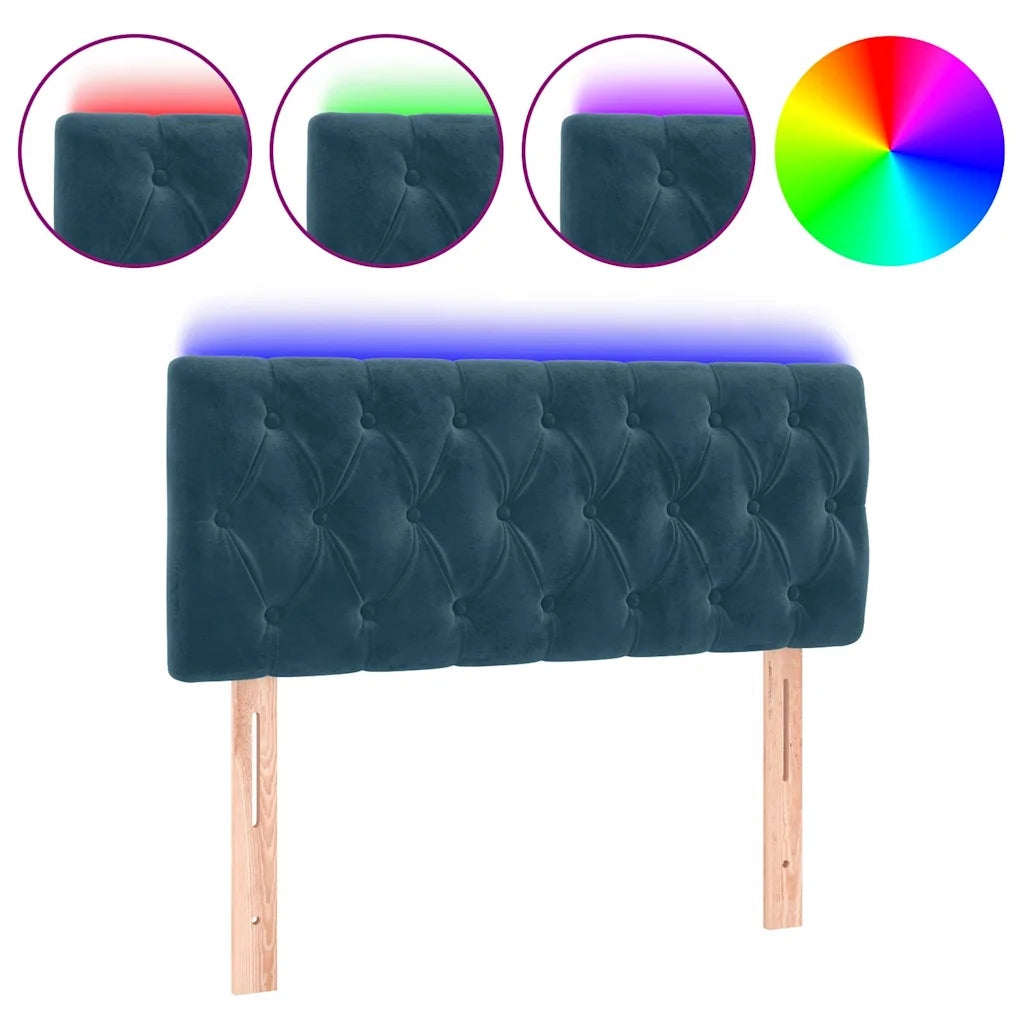 Testiera a LED-Testata con LED Blu Scuro 100x7x78/88 cm in Velluto