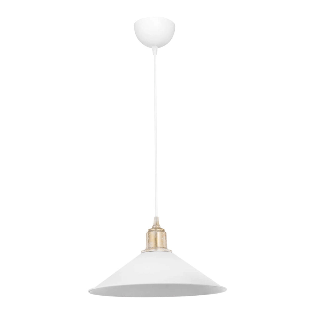 Lampada a Sospensione 'Hinckley' con Paralume a Cono - Bianco/Bronzo [lux.pro]