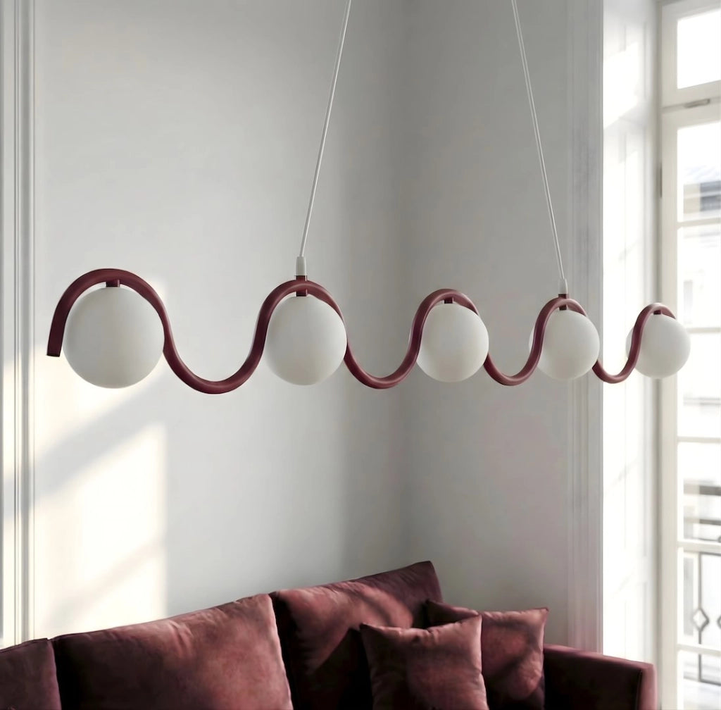 Lampada sospesa SINUS 5xG9 bordeaux bianca Emibig