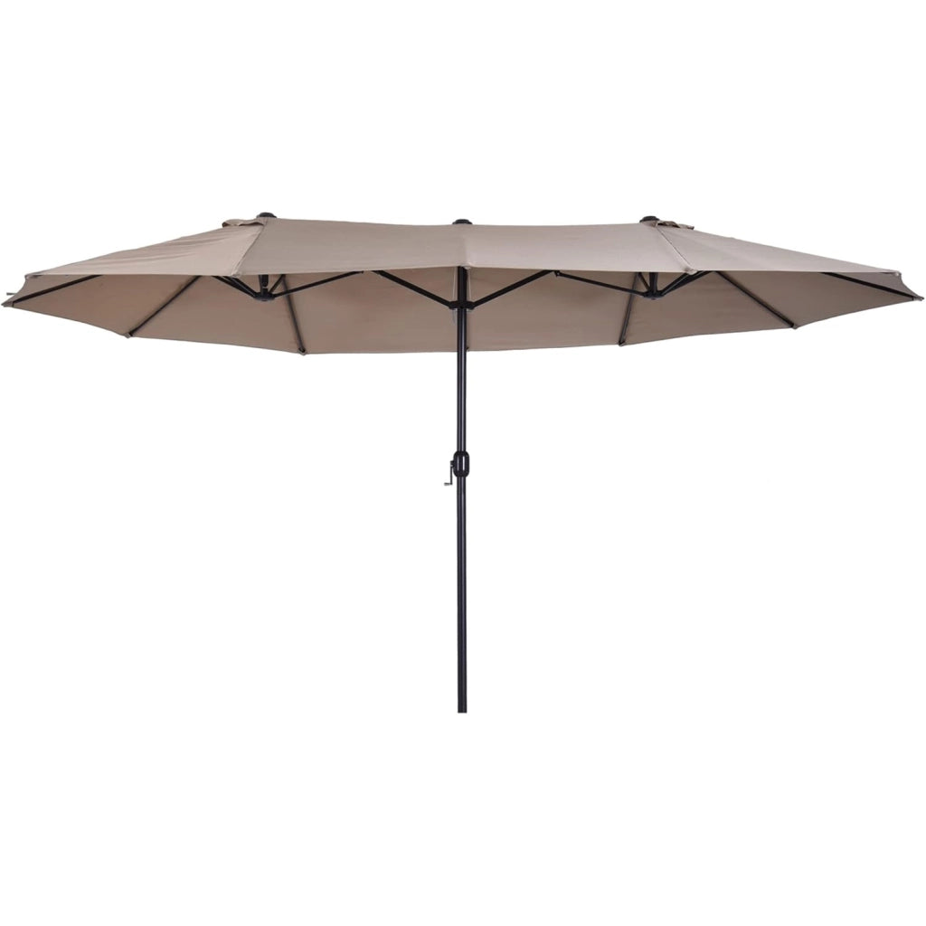 Parasole Ombrellone Doppio Rettangolare Per Giardino Piscina E Terrazzo Copertura Ombra Extra Large Schermatura Solare Per Aree Relax Cortile Veranda E Spazi Esterni 4.6 x 2.4 M Caffè