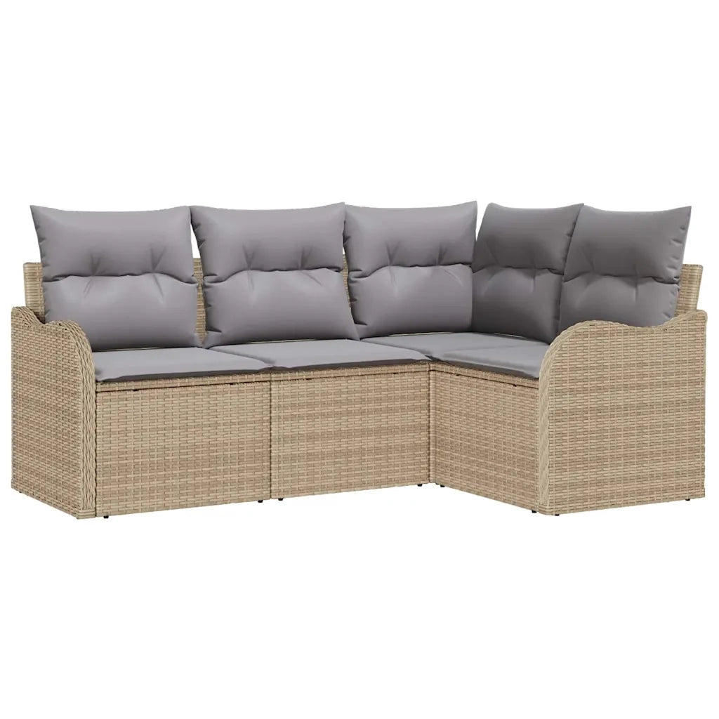 Set Divano da Giardino con archiviazione 4 pcs Beige polyrattan