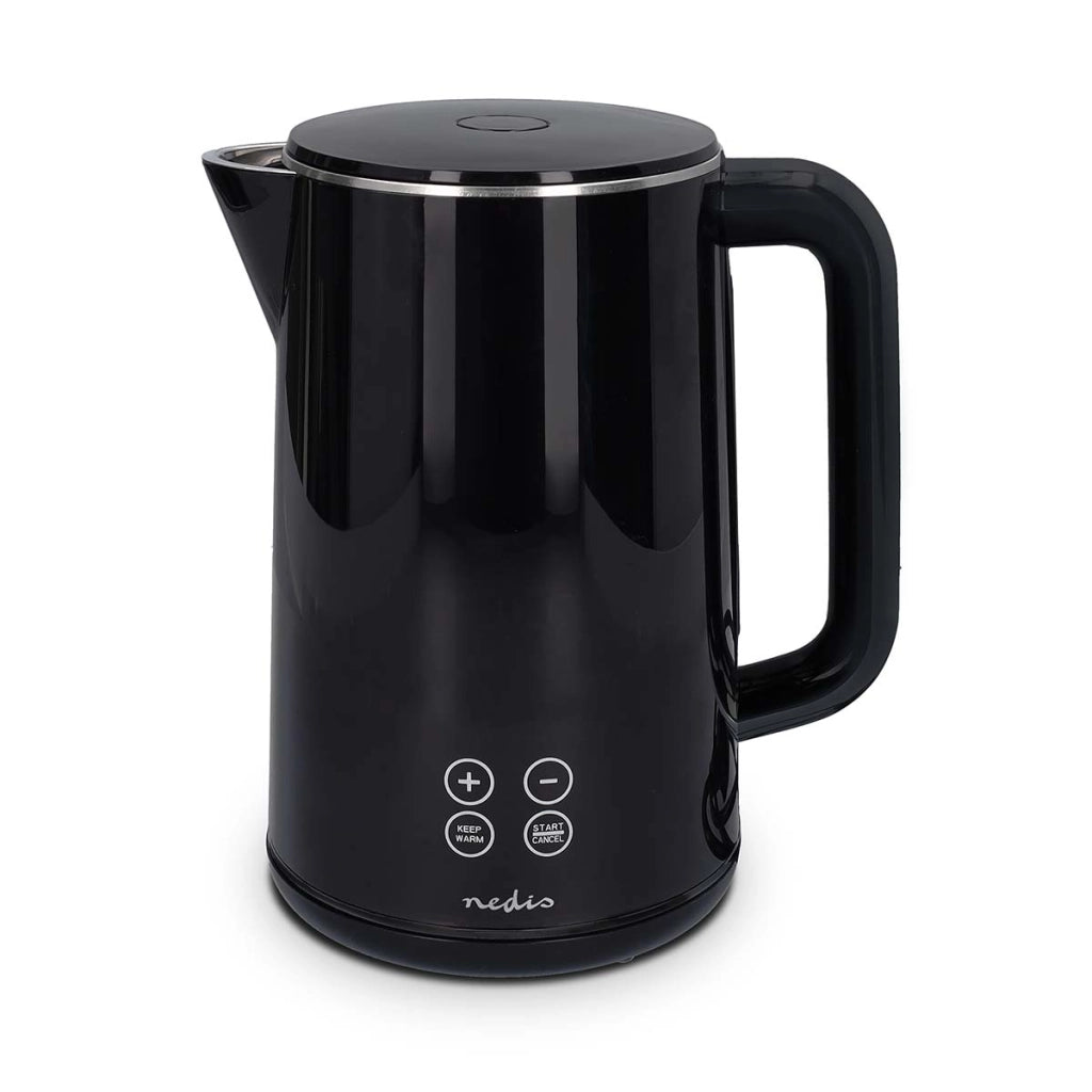 Bollitore elettrico da 1,7 l 2200 W con indicatore di temperatura Nero Nedis