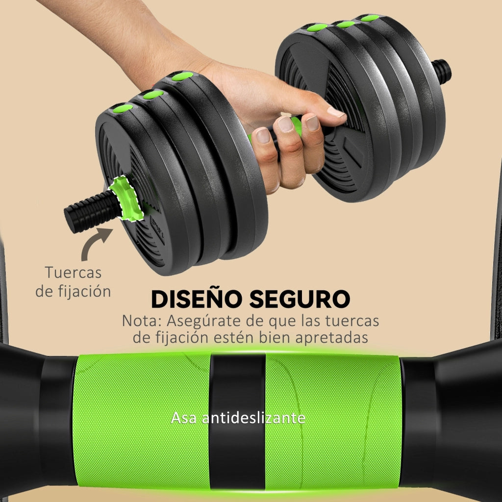 Set di manubri regolabili 20 kg ¨C Minimal ¨C verde
