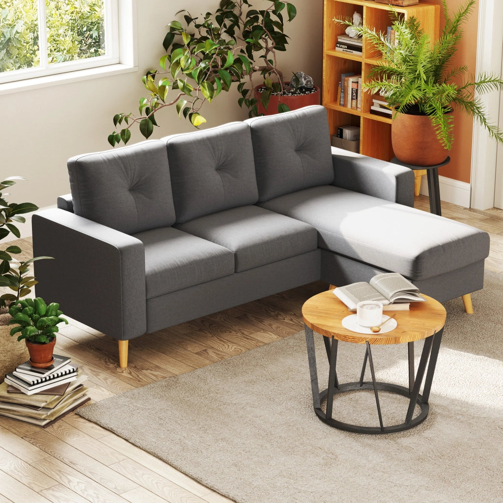 Divano angolare in tessuto ¨C Minimal ¨C grigio
