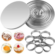 Set di 12 Forme a Spinta per Biscotti e Donuts - Materiale Inox - Forme a Spinta per Biscotti e Donuts - Dimensione 3cm - Forme a Spinta per Biscotti e Donuts - 12 pezzi - Inox