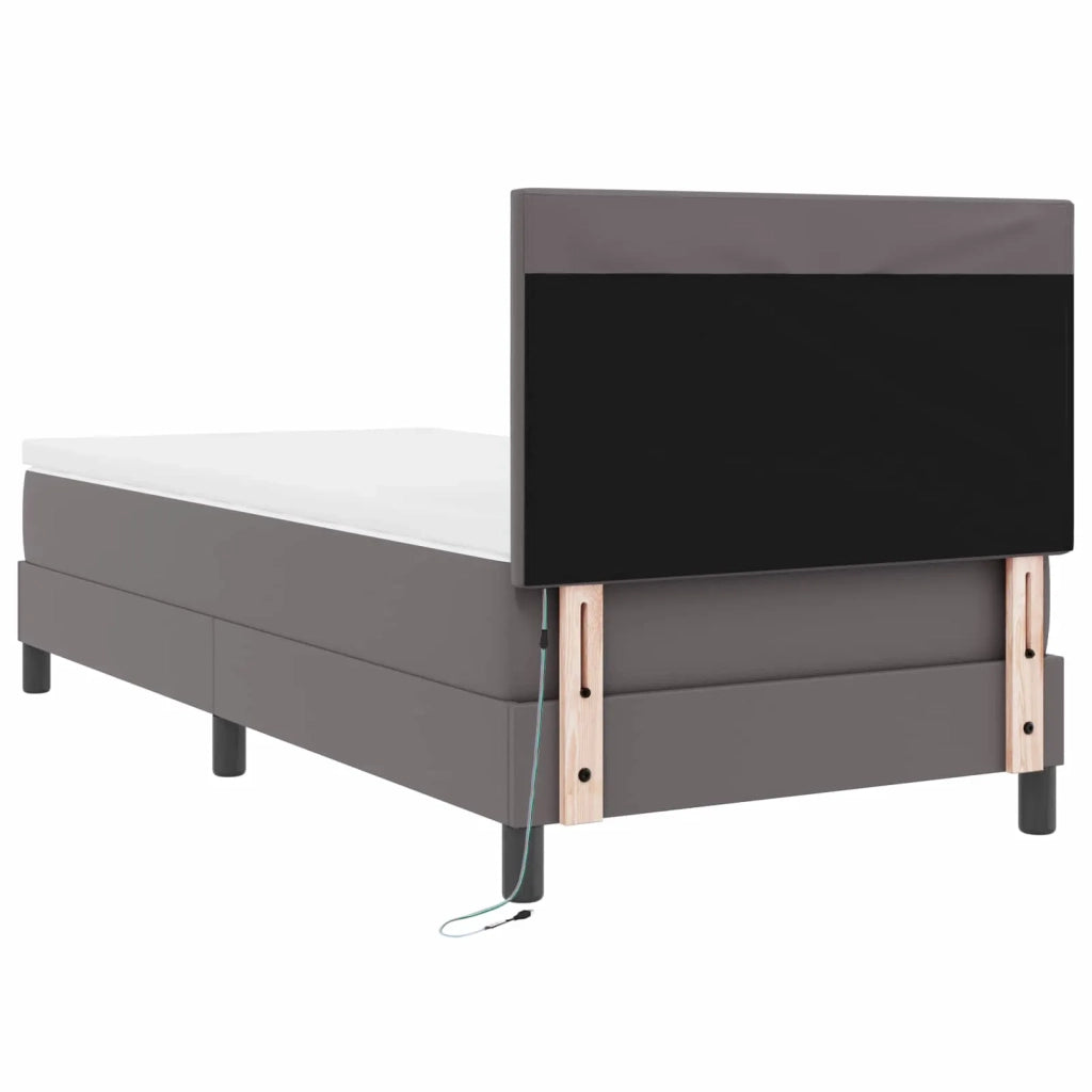 Letto a molle con materasso Grigio 90 x 200 cm Pelle sintetica 3339034
