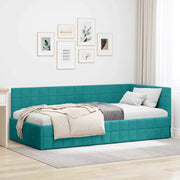Cornice del letto ad angolo Turchese 100 cm x 200 cm Velluto 42016406