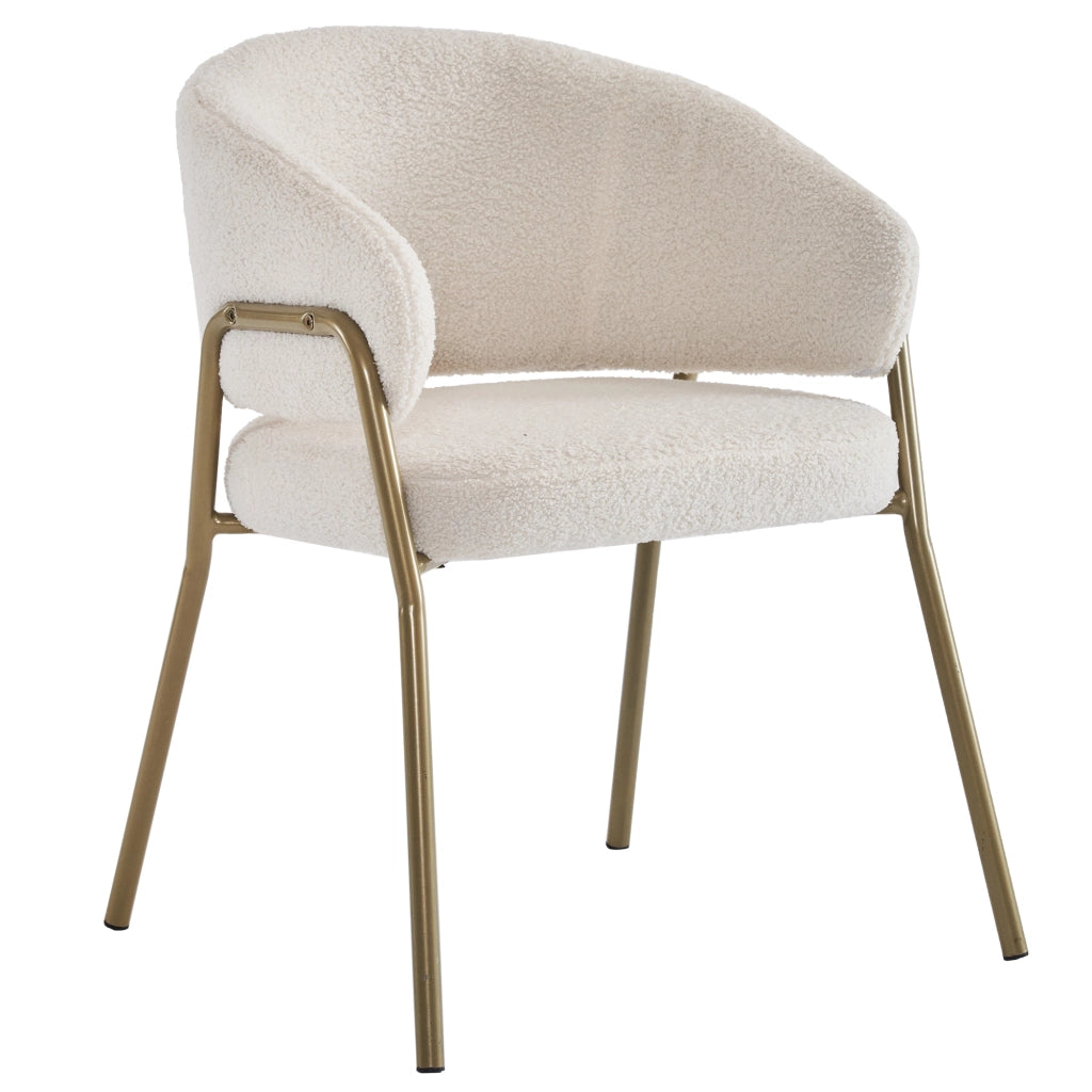 Sedia da Pranzo in Velluto Bianco con Gambe Oro ¨C MINIMAL ¨C Set 4 Pezzi