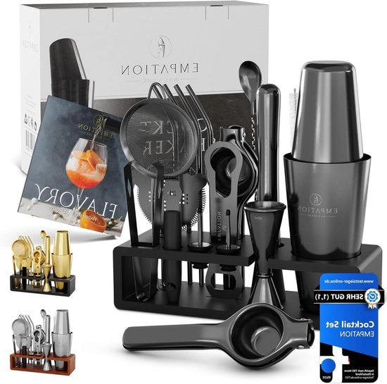Set da Cocktail in Nero - Set da Bartender Professionale - 825 ml