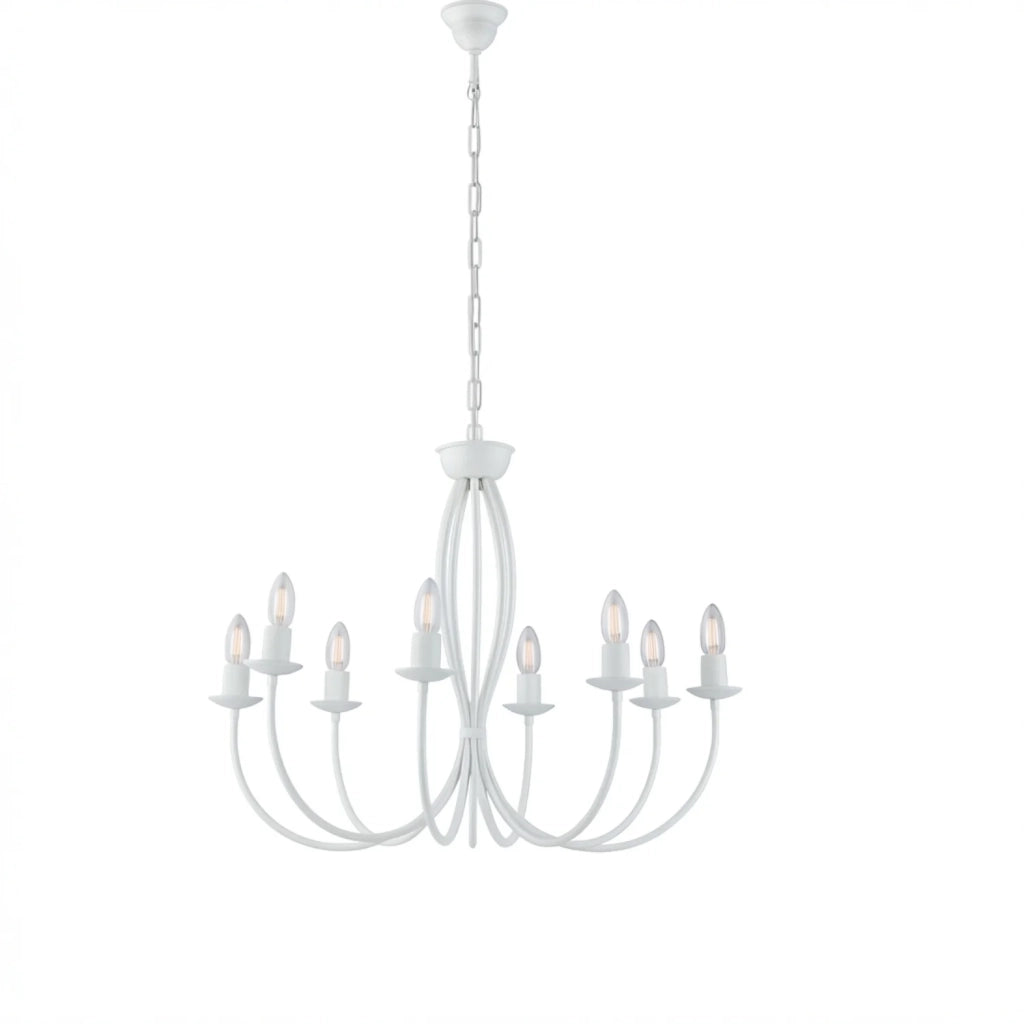 Lampadario Rustico Botte 8 Luci Bianco LuceArt Classic
