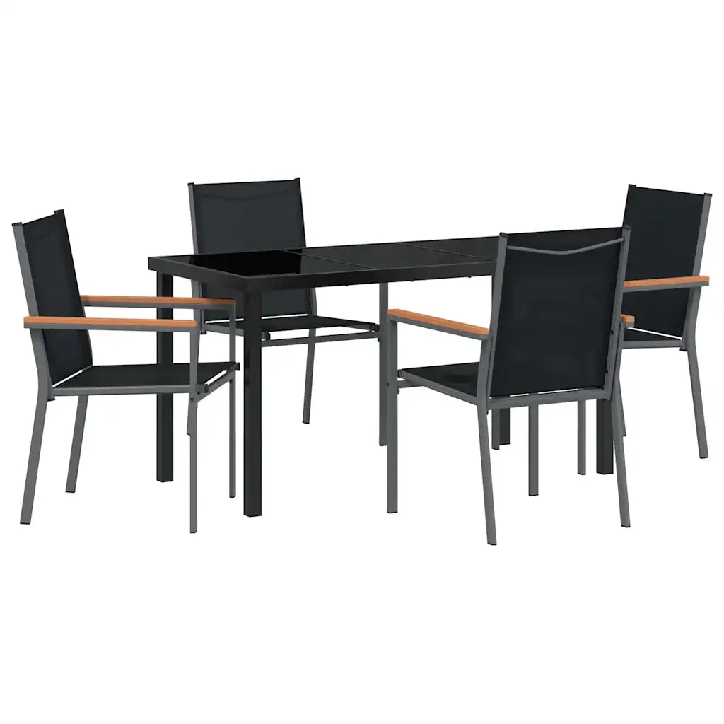 Set da Pranzo per Giardino 5 pcs Nero 3379088