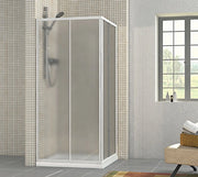 Box Doccia Due Lati Scorrevole Bianco Cristallo Opaco 4mm BORA 75x75 cm