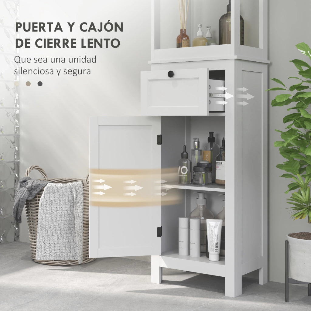 Mobile Bagno con Cassetto e Ripiano Aggiustabile ¨C Minimal ¨C 30x40x165 cm Bianco