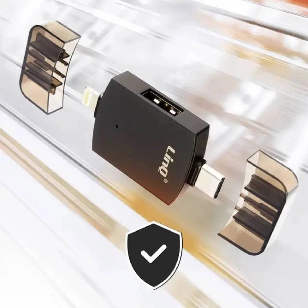 Trade Shop - Adattatore Otg 2in1 Type-c + Lightning + 2xusb Femmina Otg-u829 Trasferimento Dati -