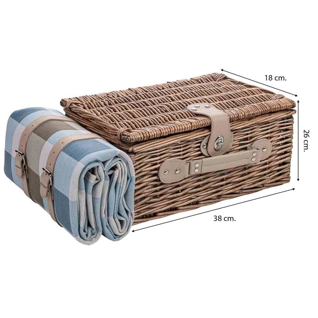 Cestino da picnic 2 servizi marrone 38x26x18cm
