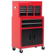 Cassettiera con 6 cassetti e cassa mobile ¨C Minimal ¨C acciaio rosso e nero