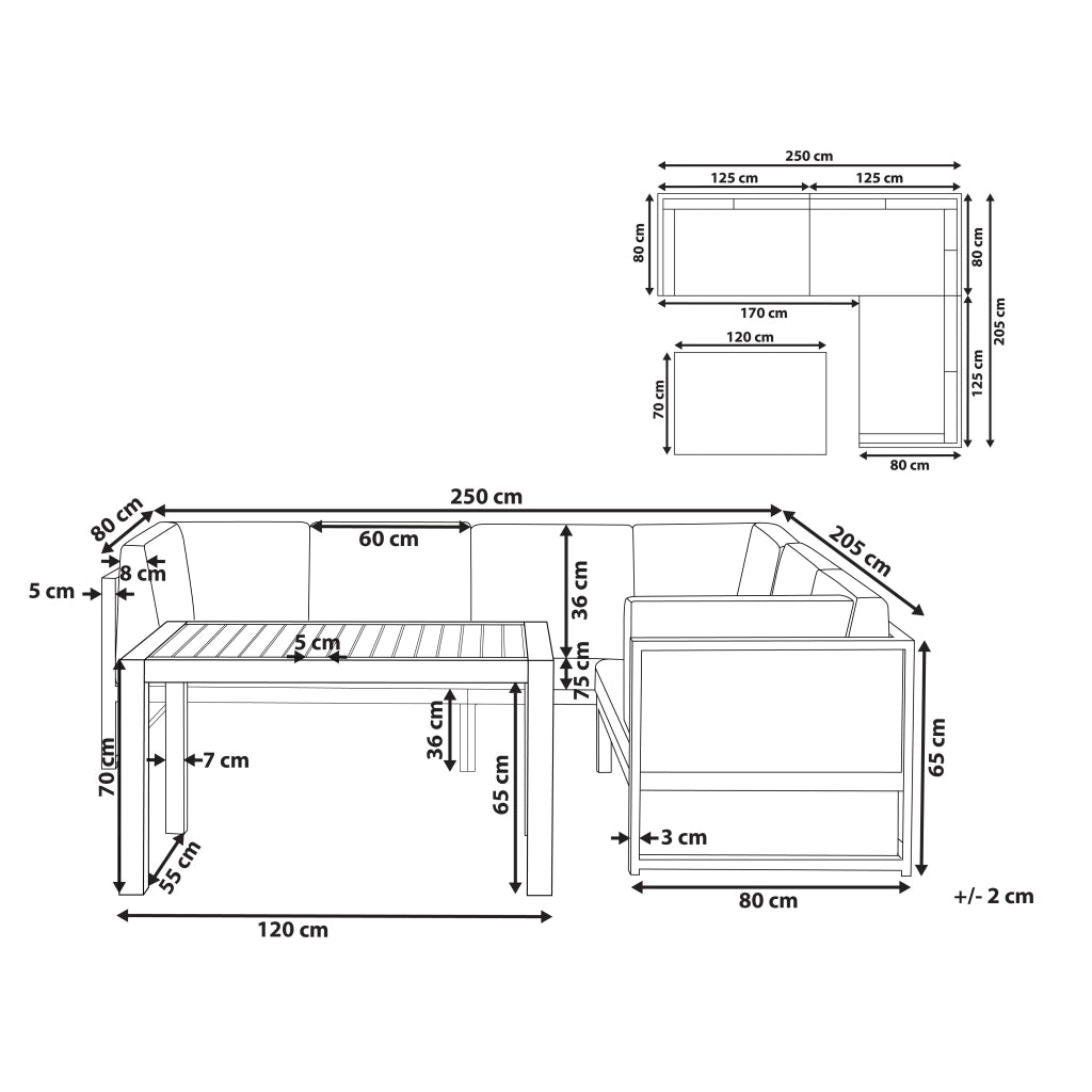 Set da giardino con tavolino in alluminio bianco con cuscini esterno stile moderno
