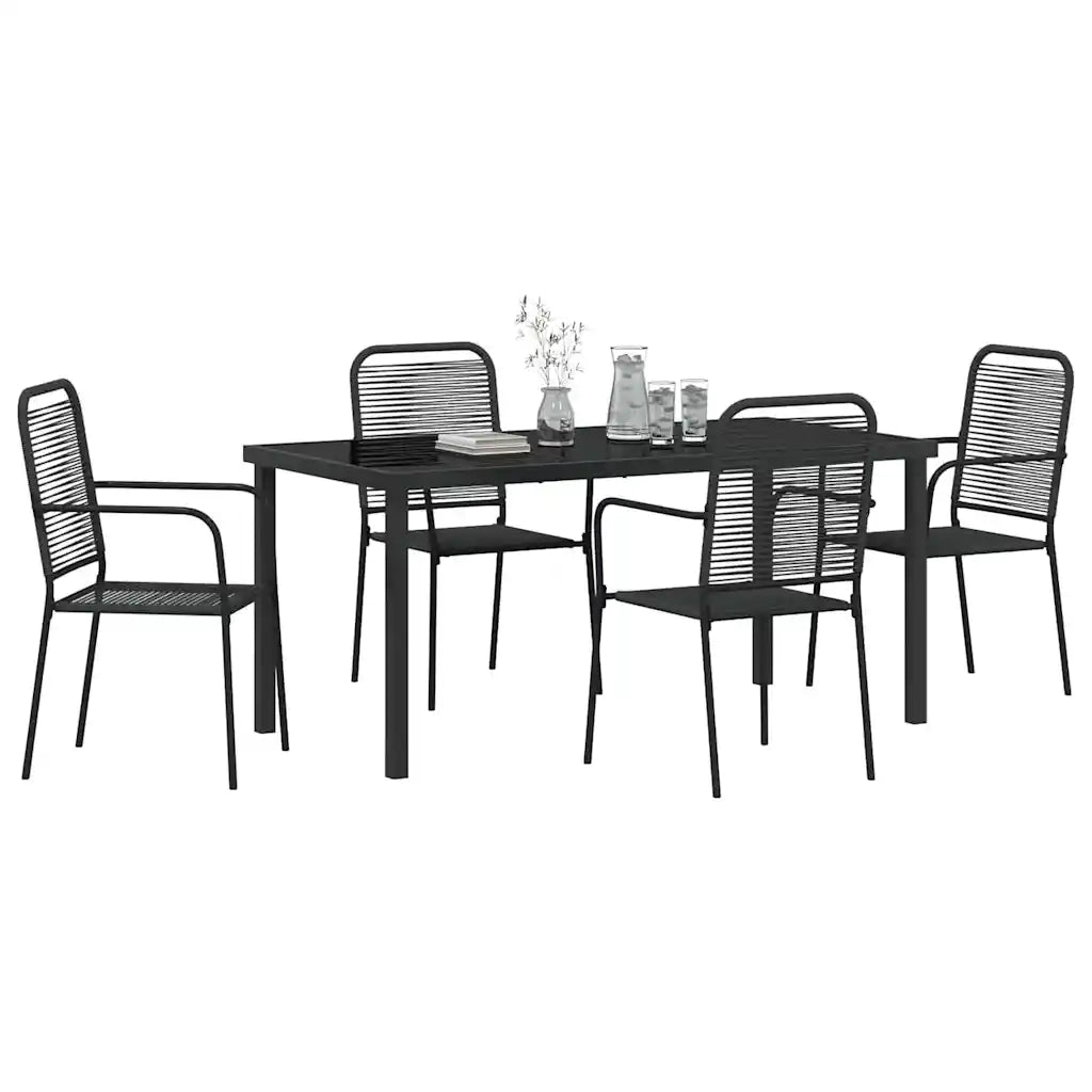 Set da Pranzo per Giardino 5 pcs Nero