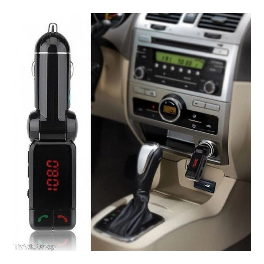 Trade Shop - Trasmettitore Bluetooth Vivavoce Con Display Fm Lettore Mp3 Usb Modulatore Auto -